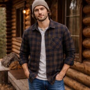 Timberland Pro Soft Flannel Sz M Blue/Brown Plaid Long Sleeve GORPcore Shirt